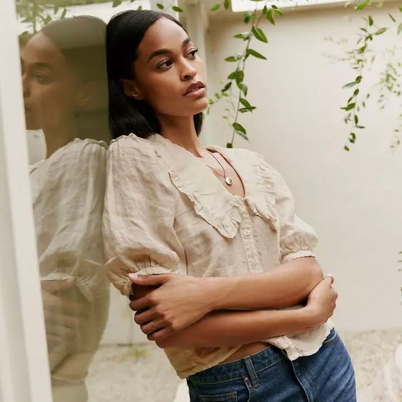 Anthropologie White Linen Blouse - Picture 8 of 9